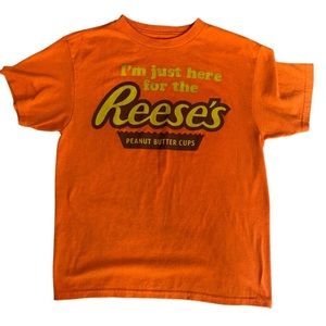 REESE’S “I’m Just Here For the Reese’s Peanut Butter” Orange Youth Shirt Size XL